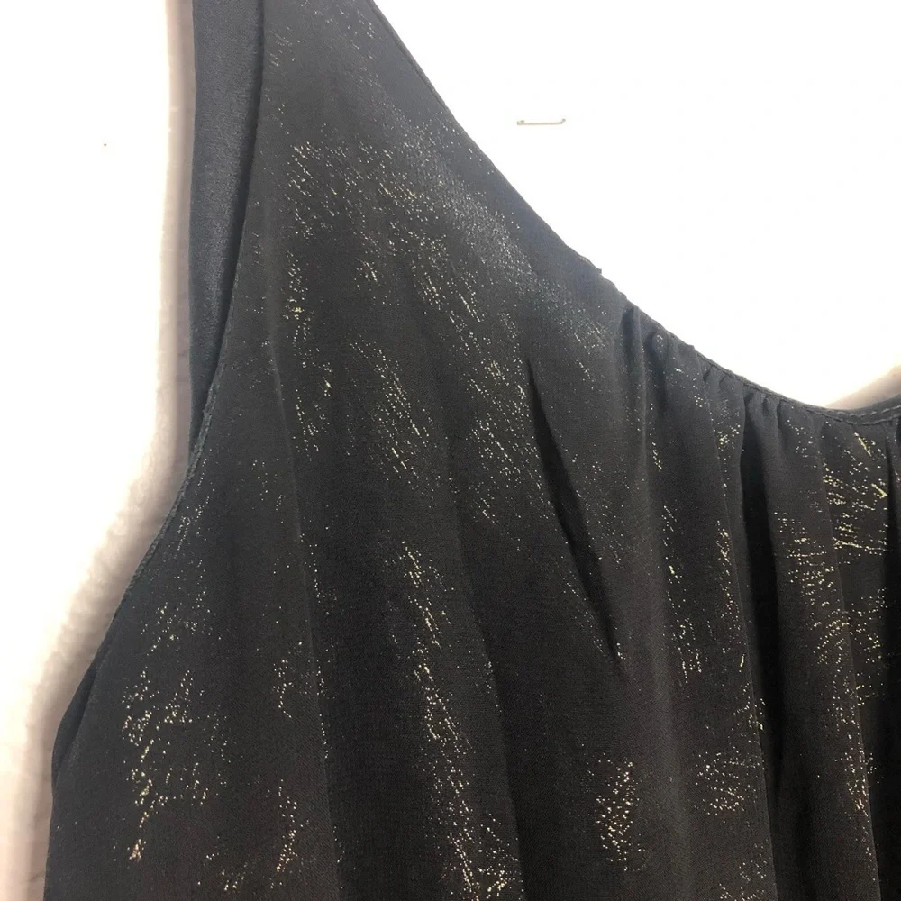 En Creme A-Line Sheer Dress Black Gold Size Small